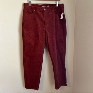 NWT, Old Navy Women’s High Rise OG Straight Corduroy Pants in Maroon Rust, 14